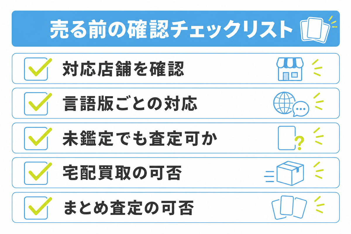 図: 海外版ポケカを買取に出す前に確認すべき項目のチェックリスト