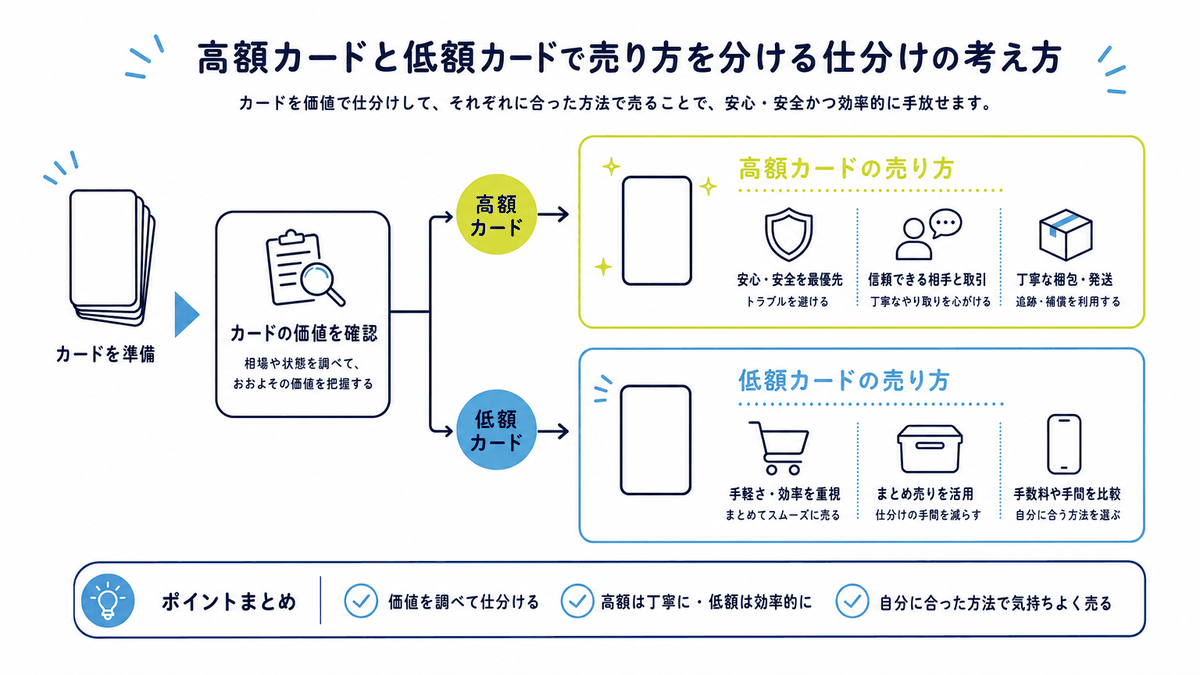 図: 高額カードと低額カードで売り方を分ける仕分けの考え方