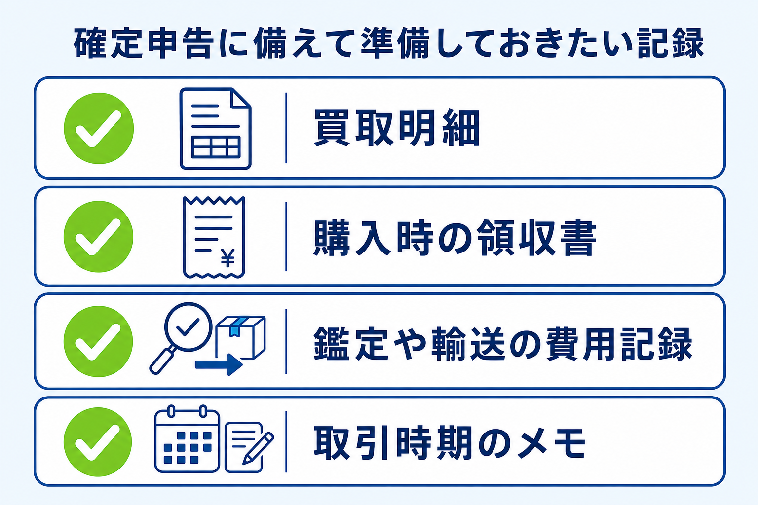 図: 確定申告に備えて準備しておきたい記録のチェックリスト