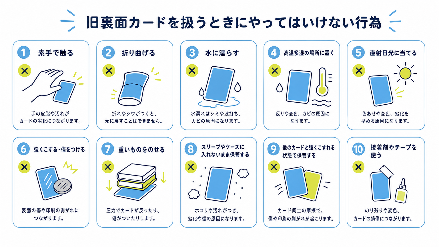 図: 旧裏面カードを扱うときにやってはいけない行為