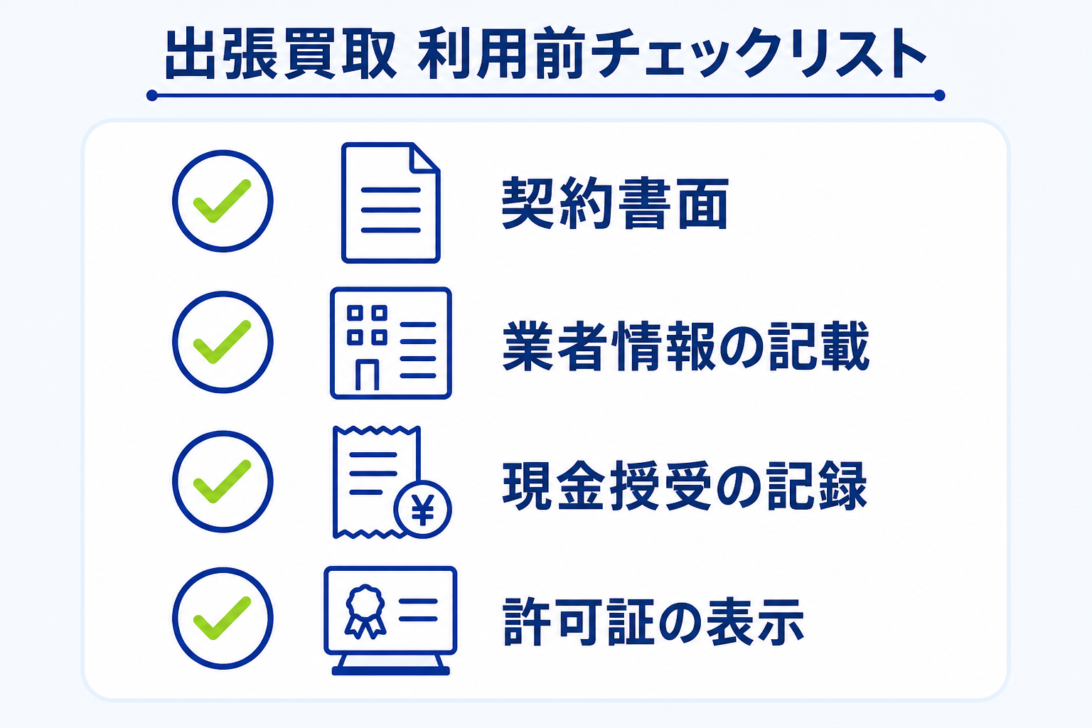 図: 出張買取利用前に確認しておきたい実務チェックリスト